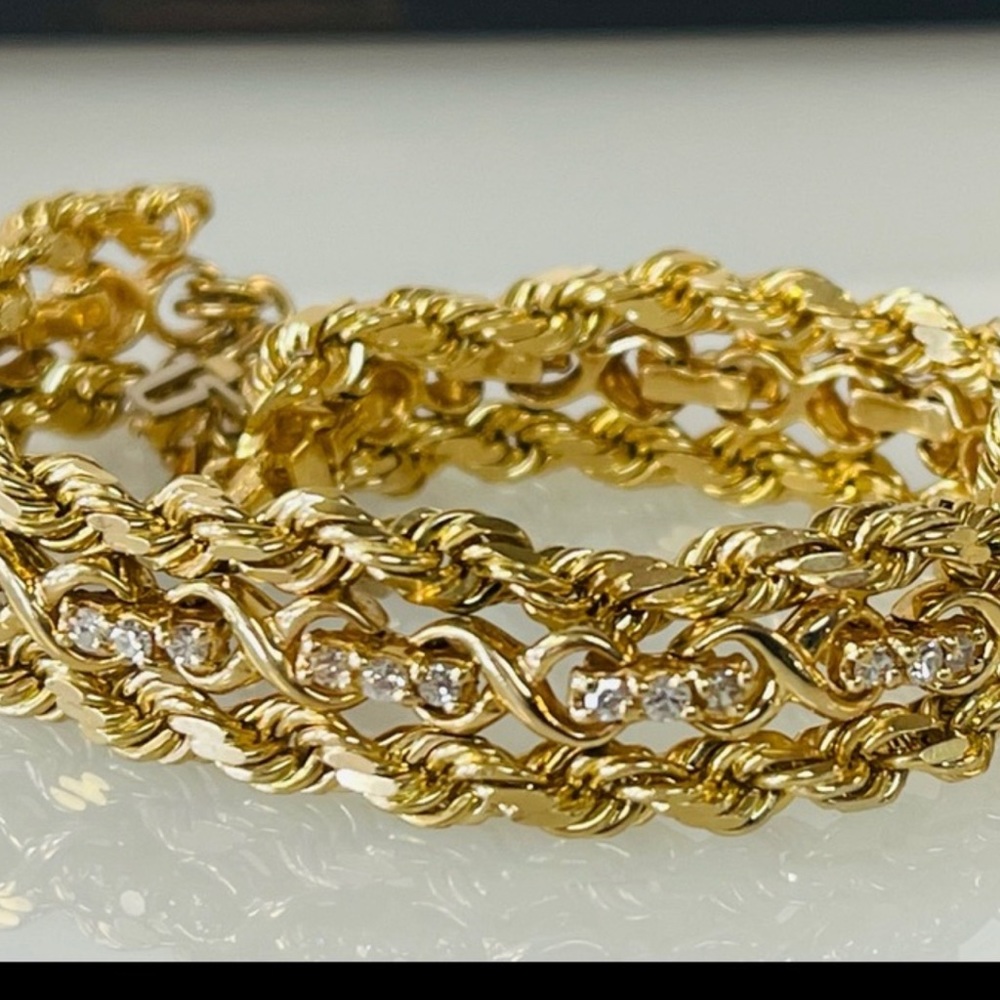 14k 3- Strand DIAMOND ETERNITY BRACELET